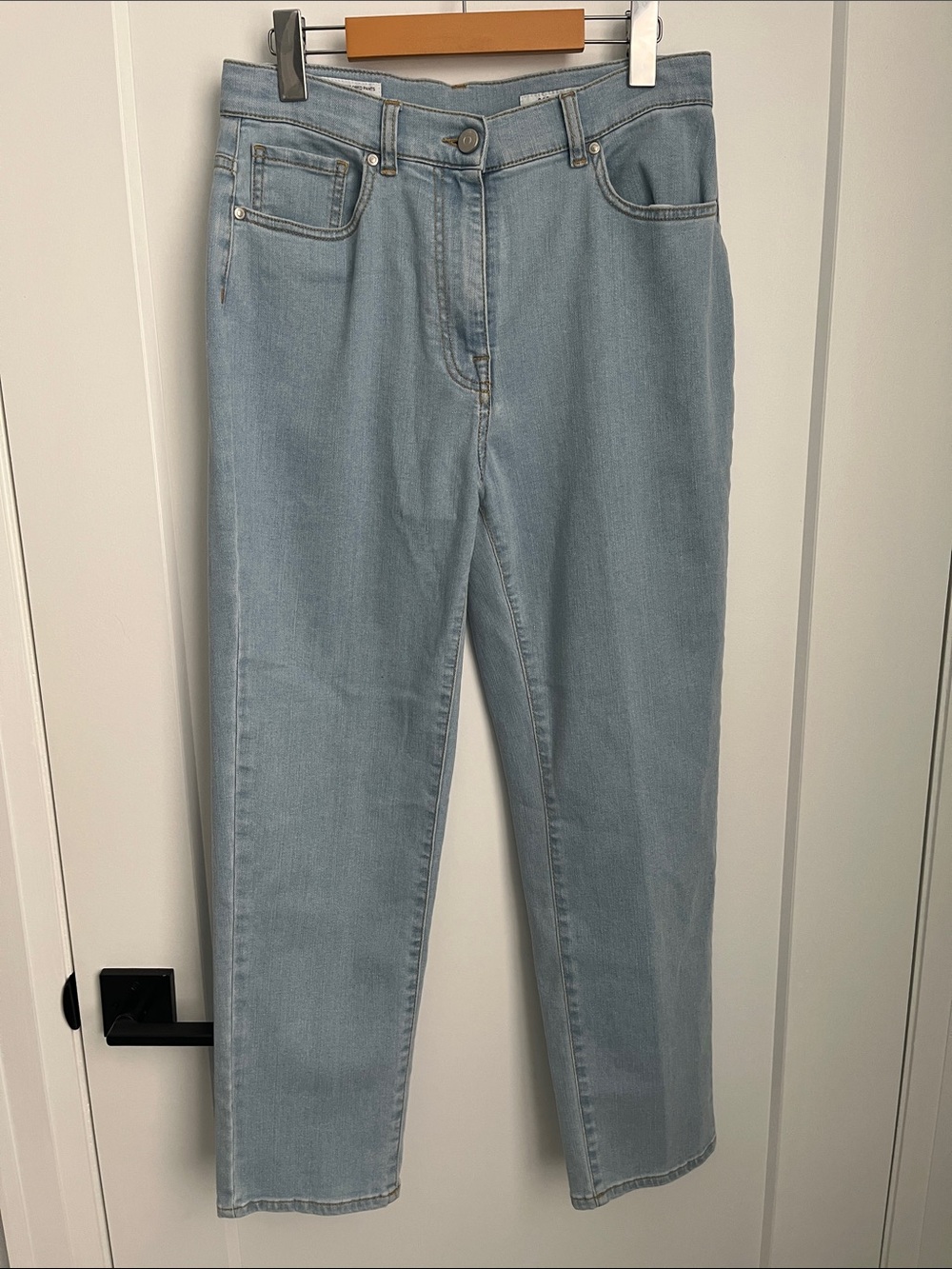Peserico Light Blue High-Rise Straight Jeans